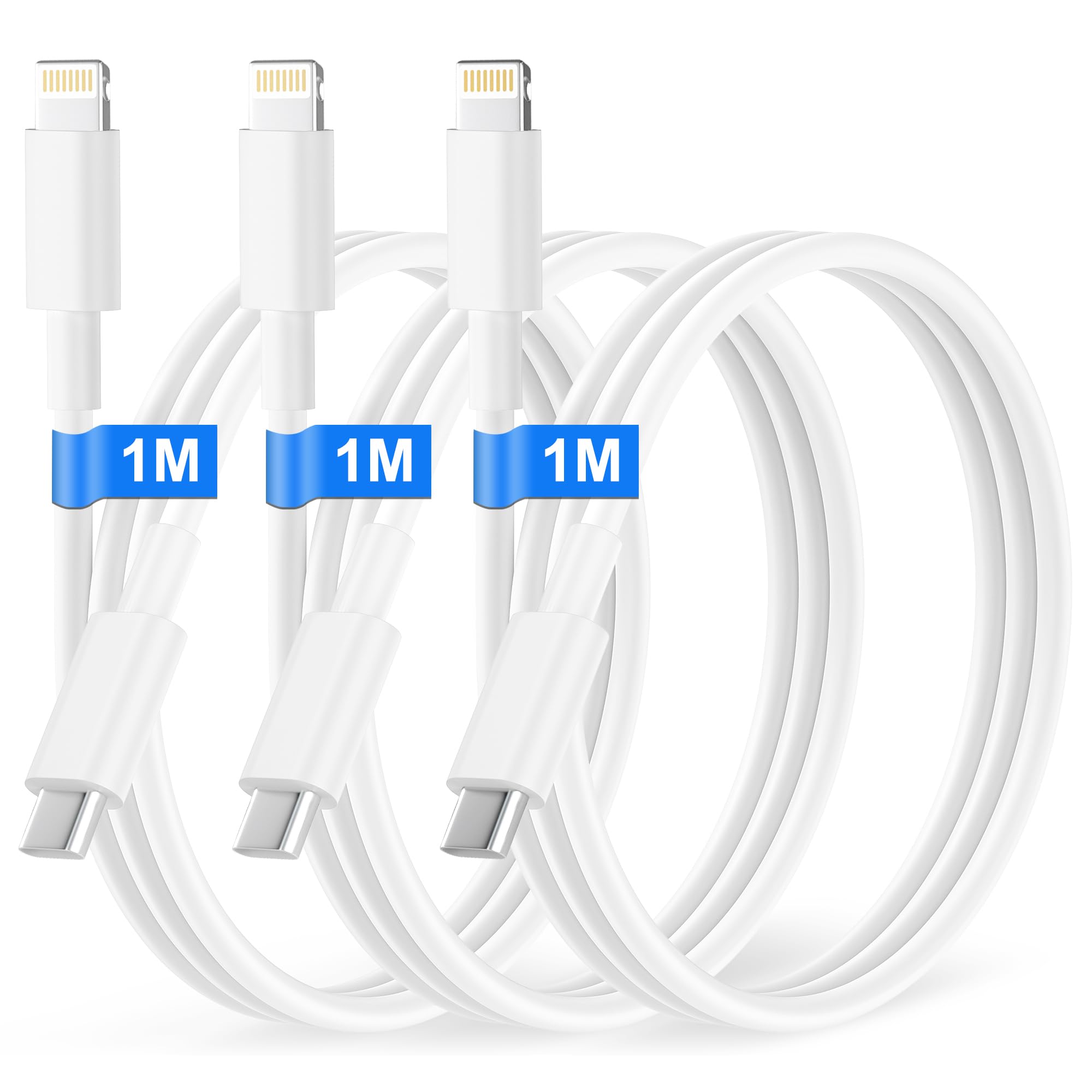 Cavo USB C Lightning 1M 3Pezzi[Certificato Apple MFi], Cavo iPhone USB C Cavo USB C Ricarica Rapida Cavo Lightning Cavetto iPhone Filo Caricatore per iPhone 14 13 12 Pro Max/11/XS/XR/X/8/iPad