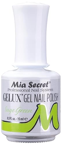 Mia Secret Gelux Soak-off esmalte de uñas de gel color verde salvia - Esmalte de gel curado con lámpara de uñas - Esmaltes para uñas en gel de larga