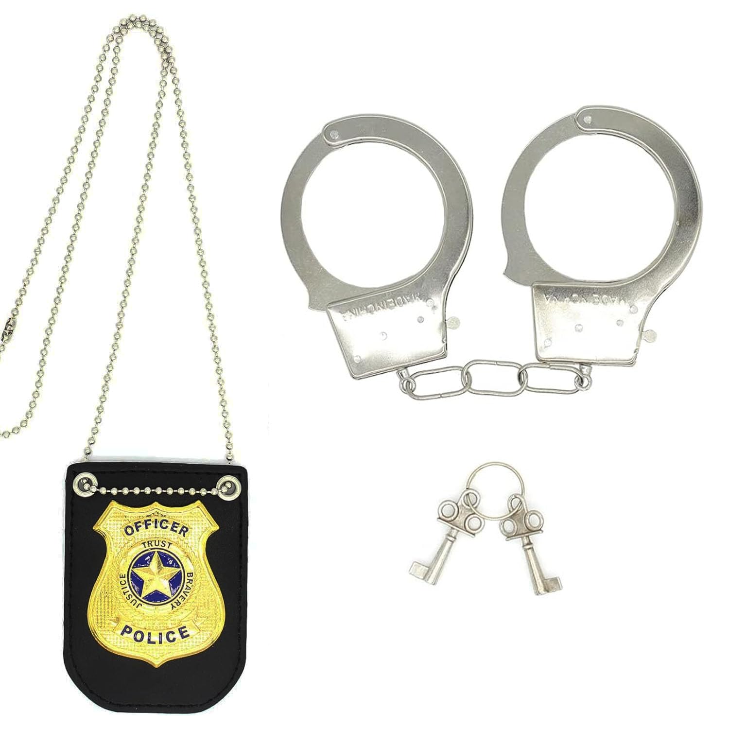 Bagtopia Police Costume Accessories for Adult Men Women Boys Kids 2 Pcs Police Officer Costume Set, Cop Handcuffs