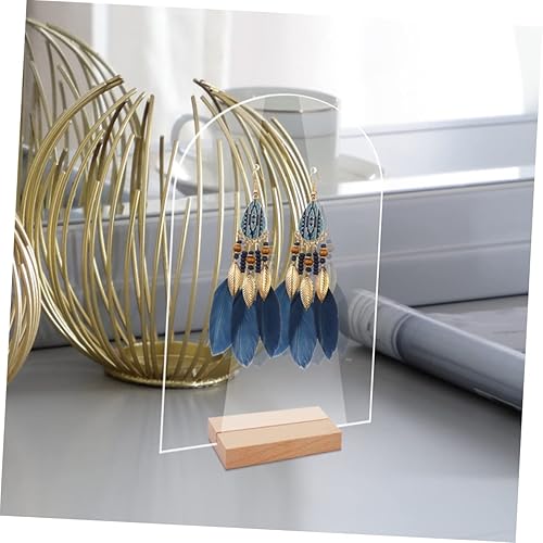 Miniatura 3 de Elegante soporte de acrílico para pendientes con base de madera, 6 piezas, soporte para venta al por menor para organizador de joyas