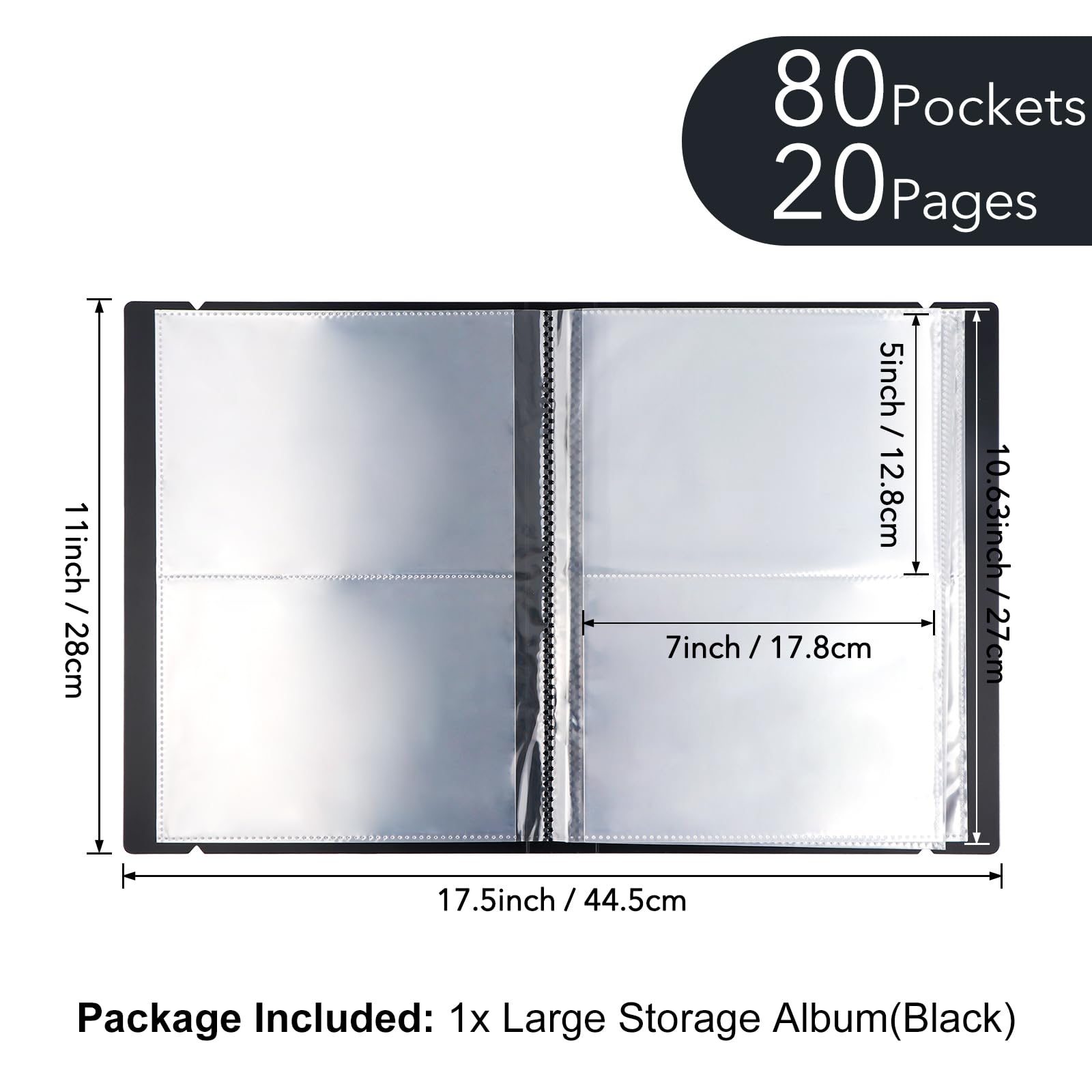 OTCRAFT 20 Pagina's 80 zakken/1Set Grote Clear Sticker Foto Opslag Album; Opslag Boek Organizer Map voor Ansichtkaarten Stickers, Foto, Clear Stempels