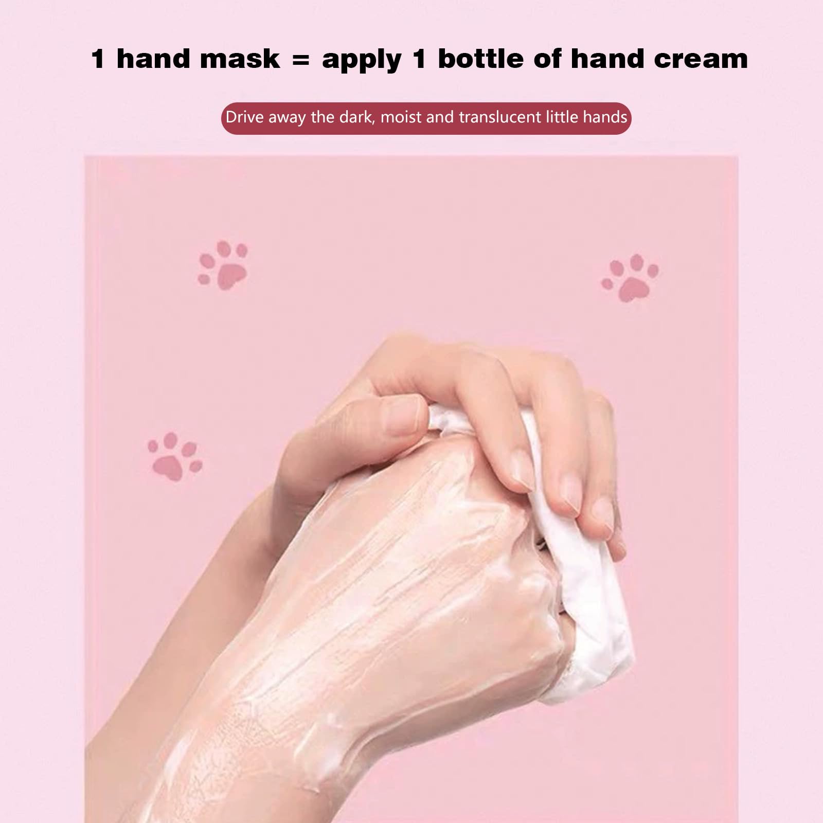 5PCS Gants Hydratants Pour Les Mains, Masque De Soin Des Mains, Gants Nourrissants, Gants Hydratants Pour La Nuit Pour Les Mains Sèches Et Gercées, Niacinamide Masque pour les mains de chat Rose