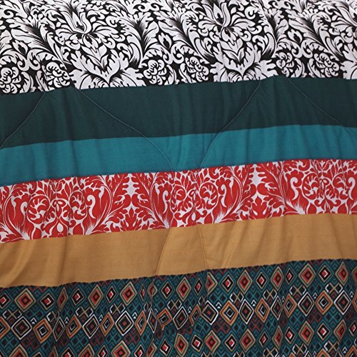 Comforter Set King Lush Decor 7 Piece Boho Stripe parure lit turquoise orange