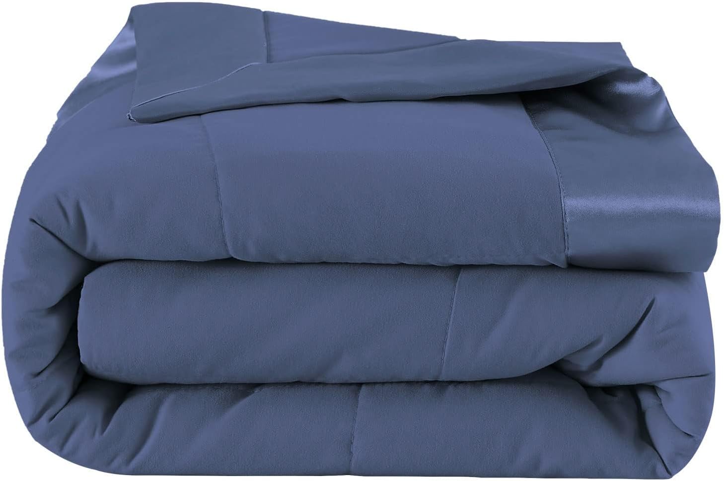 COMFLIVE Down Alternative Blanket with Satin Trim, Twin Size Lightweight Blanket for Bed- Spring Summer Comfort Soft - Moisture Absorption and Removal Treatment 68”x90” (Navy, Twin)