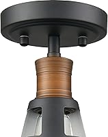 Vista 2 de CLAXY Lámpara de techo industrial semiempotrada con pantalla de granero en blanco y negro regulable para cocina, dormitorio, entrada