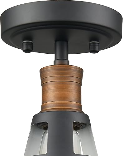 Miniatura 10 de CLAXY Lámpara de techo industrial de granja de 1 luz, lámpara de techo de granero, montaje empotrado para dormitorio, pasillo, porche