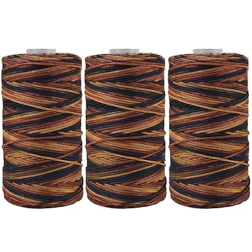 3 Rolls Macrame Cord 1.5mm, 100g/Skein Single Strand Ice Hemp Thread Colored Macrame Rope Macrame Yarn for Knitting Crocheting Summer Sun Hat, Shoe, Bag, Doll, Coaster, Cup Cover