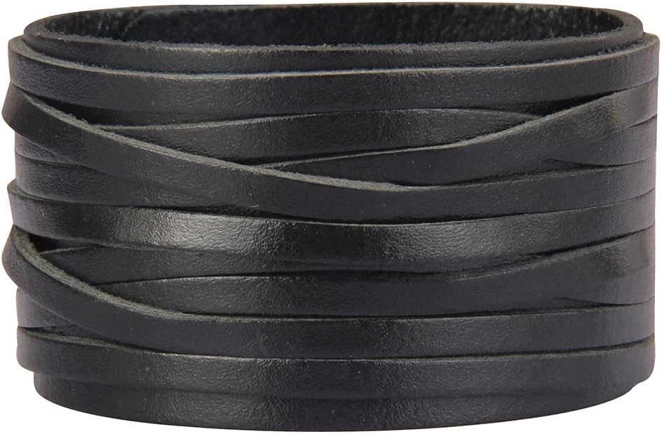 GelConnie Leather Cuff Bracelet Punk Braided Bracelets Rock Leather Wristbands Faux Mens Leather Bracelet Gothic Viking Bangle Adjustable Wrap Bracelet for Women,Men