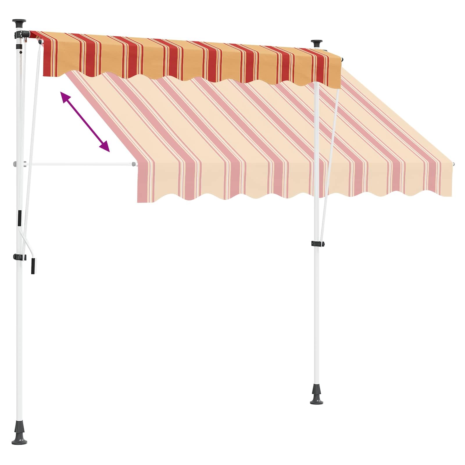 Ręcznie zwijana markiza wielokolorowa, 300 x 115 x 300 cm, poliester powlekany poliuretanem 180 g/m², korbka 125 cm, regulowana wysokość i kąt, ochrona przed słońcem, balkon, taras, do ogrodu