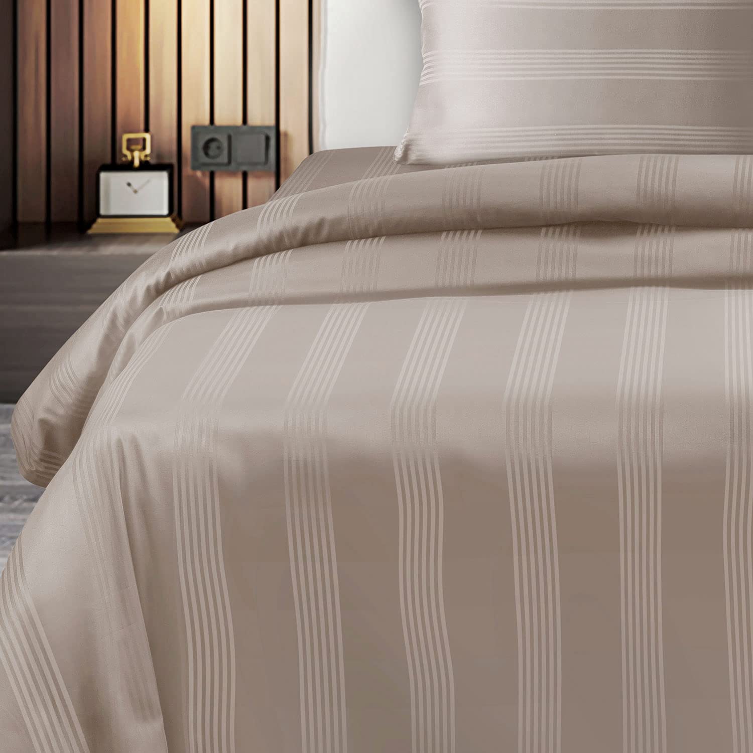 SPREAD SPAIN® Cotton Bedsheet & Pillow Cover Set - Blue | Striped Design & 450 Thread Count Barcode Single Size Bedsheet - 60 x 90 Inch with 1 Pillow Cover - 18 x 27 Inch Each | Taupe (B09HKWMX1L) Amazon Price History, Amazon Price Tracker