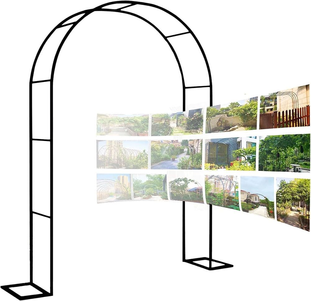 Garden Arbor Arch Steel Frame Weather Resistant Metal Archway for Climbing Plants, Free Standing Trellis Pergola 1.2M 1.4M 1.8M 2.4M 3M 3.5M Wide Garden Arch,Black,W1.4M*H2.3M