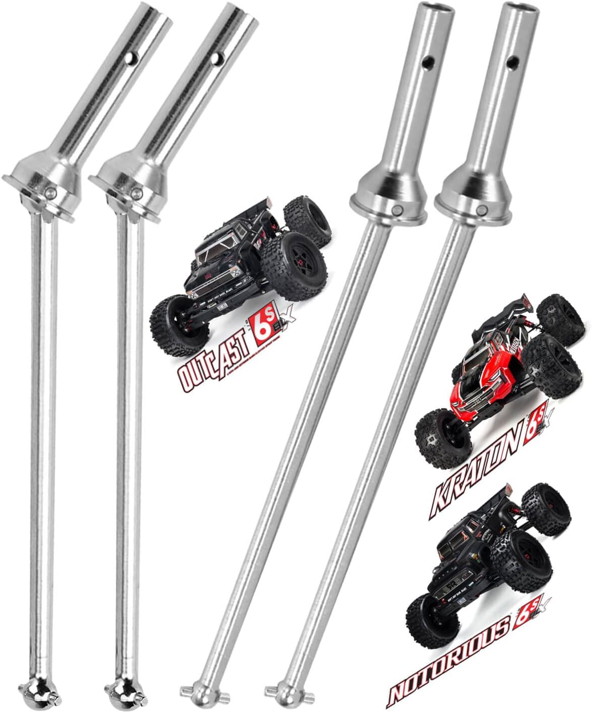 Steel Kraton 6S Center Drive Shaft For Arrma 1/8 RC Cars - CVD Driveshaft Replacement Silver - Compatible With Kraton Outcast