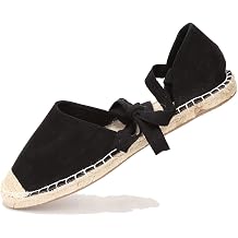 Womens Suede Cap-Toe Tie-up Ankle Strap Espadrille Flat Sandals