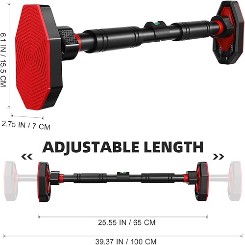 Miniatura 2 de Barra de dominadas ajustable para marco de puerta con agarre acolchado para gimnasio en casa, barra de dominadas portátil para interiores,