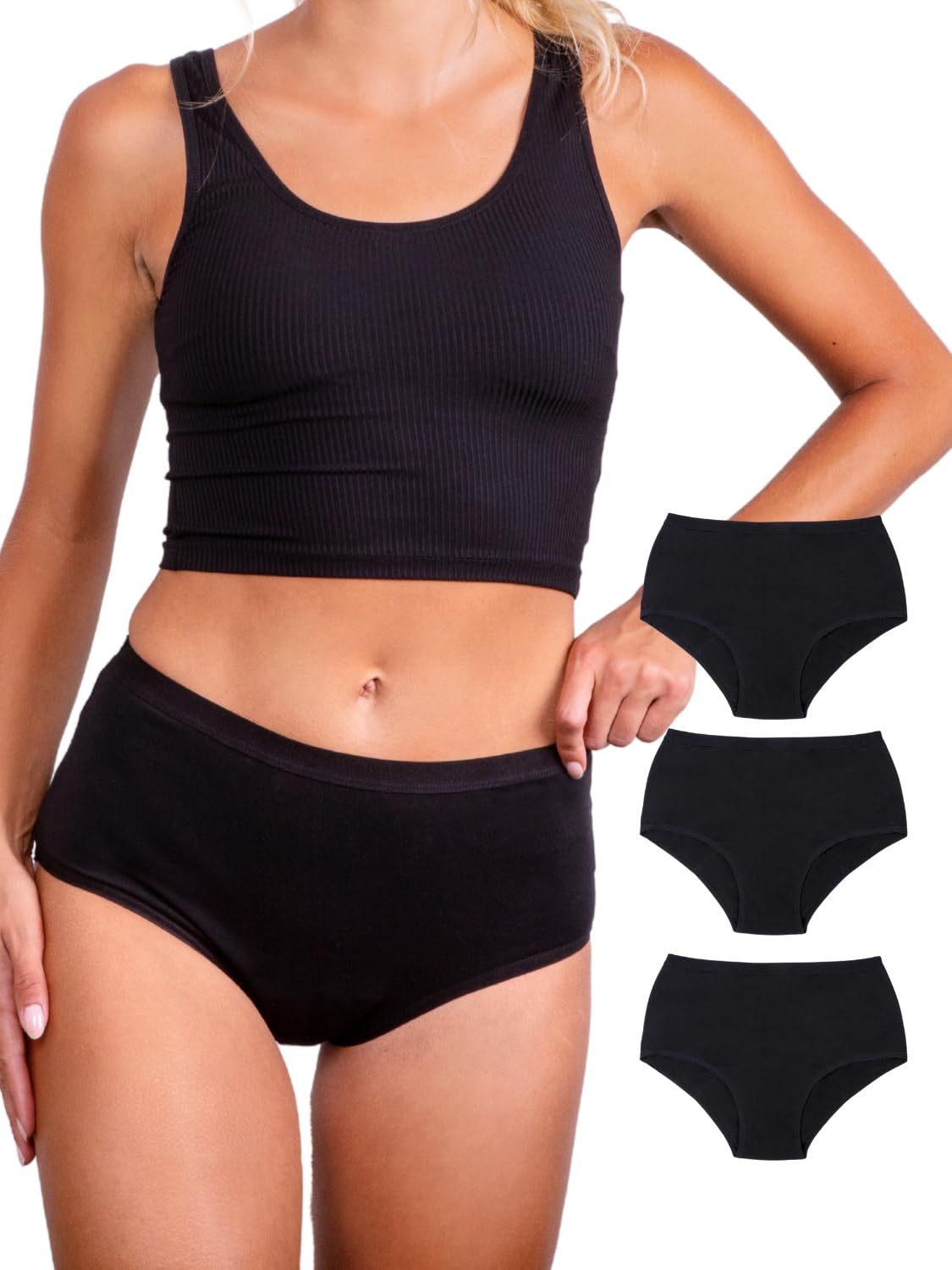 Taynie Set di biancheria intima per periodi Comfort extra forte, forte sanguinamento, confezione da 3 pezzi, biancheria intima mestruale, slip per periodo, durata fino a 12 ore, lavabile fino a 60 °C