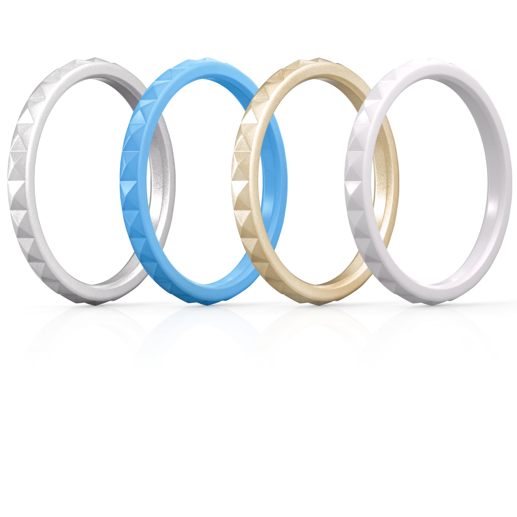 ThunderFit Thin and Stackable Silicone Rings for Women, Rubber Wedding Bands for Women Engagement Diamond Pattern 2.5mm Wide 2mm Thick - Variety