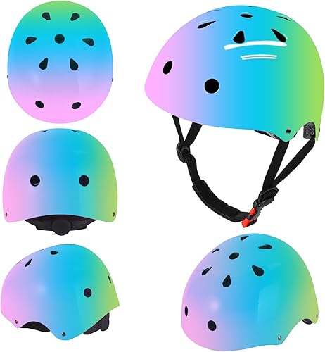 Vista 60 de Casco de bicicleta ajustable para niños pequeños con degradado de color para niños de 3-5-8-14 años + edades, casco de bicicleta para niños de 2 a 4