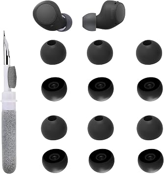 6 Pairs Replacement Earbud Tips Compatible with Sony WF-1000XM3/XM4/XM5/XB700/C500/C700N/SP800N/MDR-XB50AP/LinkBuds S/WI/MDR, Silicone Ear Tips, Fits in Case, M Size, with 3-in-1 Cleaner Kit