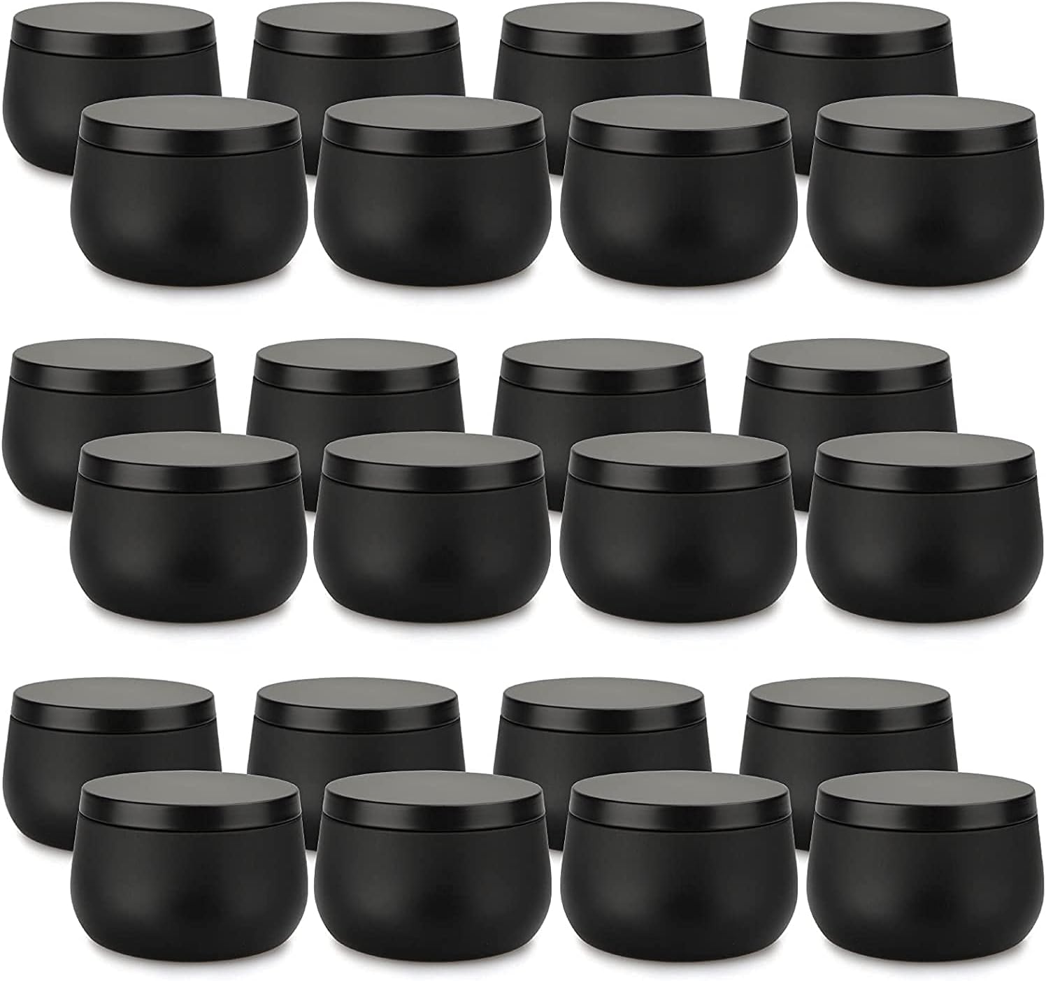 Candle Tin 24 Piece, 8 oz, Candle Containers with Lid, Black Candle Jars for Candle Making, DIY Candle Can Tin Bulk Candle Making Party Supplies