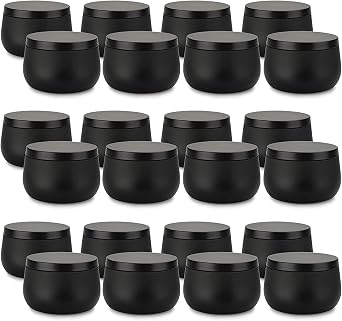 Candle Tin 24 Piece, 8 oz, Candle Containers with Lid, Black Candle Jars for Candle Making, DIY Candle Can Tin Bulk Candle Making Party Supplies