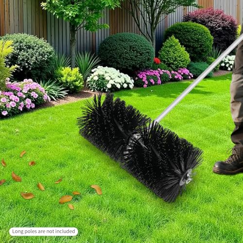 Power Sweeper Brush Couple, 21.65\'\' Bristle Brush Couple Shaft Attachment Rolling Brush Head, 9 Teeth Broom Head Sweeper, 1.02\'\' Installation Hole Diameter for Combing Artificial Lawns, Cleaning Roads - Thumbnail 5