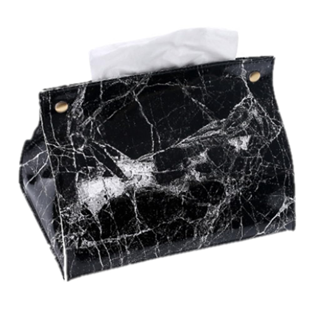 CTRLZS PVC Leather Marble Pattern Tissue Case Box, Container, Napkin Holder, Paper Bag, Cosmetic Box, Pouch Organizer, C 19 X 13 X 13cm