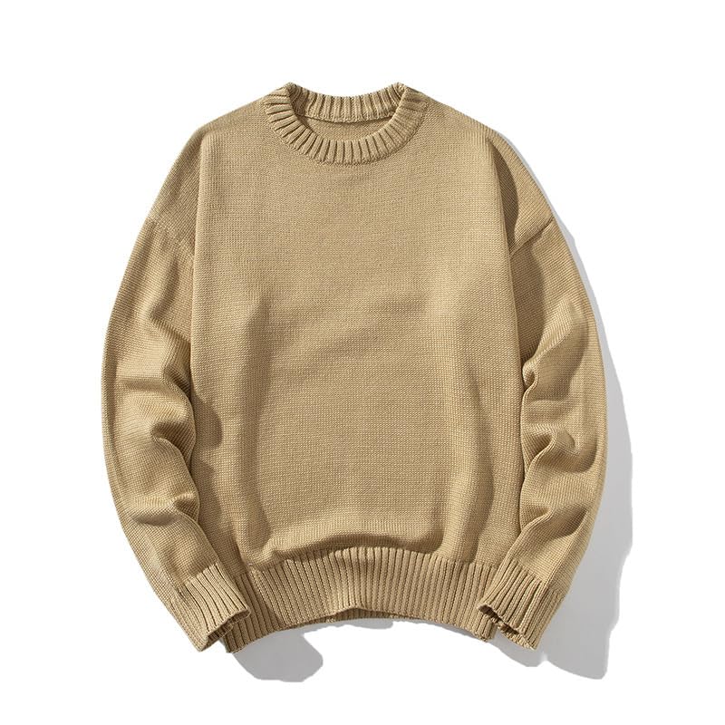 Men's Loose Shoulder Round Neck Knitted Sweaters for Spring and Autumn3