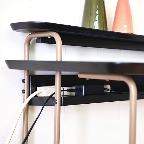 Miniatura 6 de Main + Mesa Pacifica - Escritorio moderno para computadora de mediados de siglo con chapa de madera auténtica y detalles de metal redondeados para