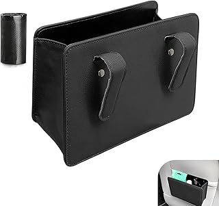 Luxury Leather Foldable Car Trash Bin & Storage Container with Waterproof Liner