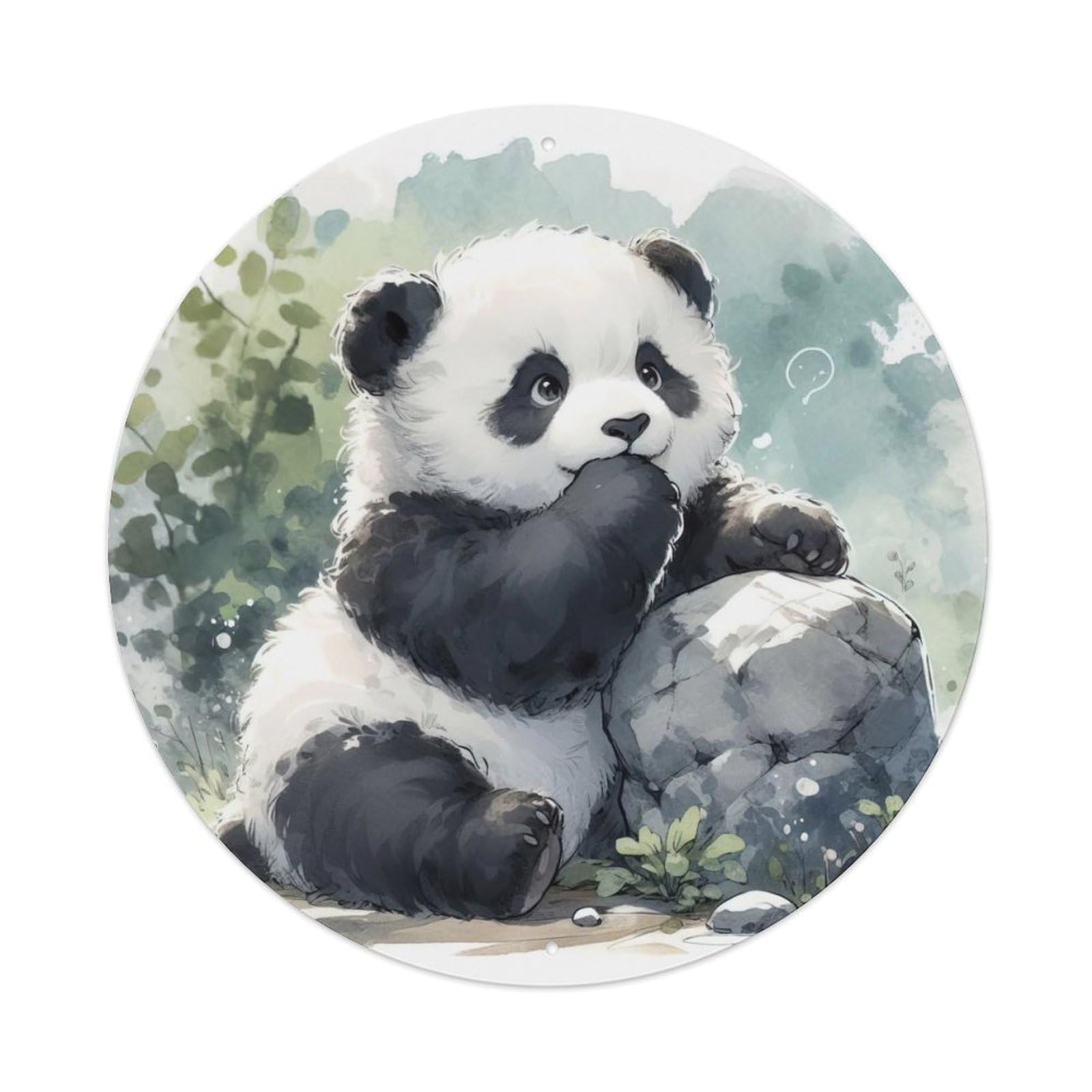 Animal Three Cute Little Pandas Artwork Vintage Metal Tin Sign Plaque Wall Decor for Cafe, Club Bar, Office, Garden Metal Poster 8x8Inch
