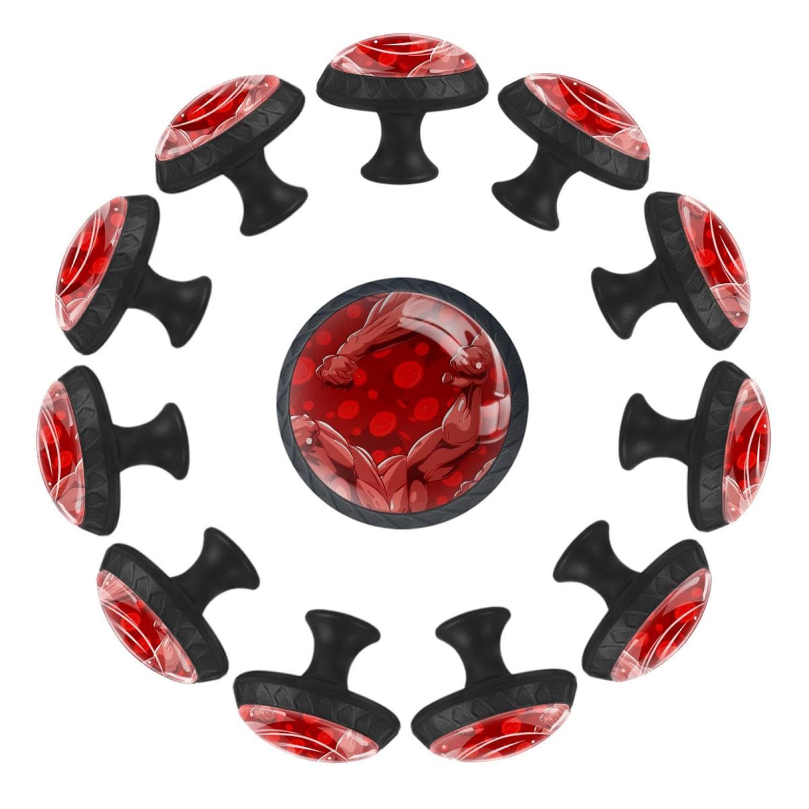 Boutons de tiroir durables en verre transparent poignées decoratives à impression rouge robuste