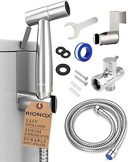 Handheld Bidet Sprayer Kit - Adjustable Water Pressure Jet for Toilet, Bidet for Toilet, Easy Installation, Quality Stainless Steel, Durable Internals, Leakproof Design (Brushed Nickel)