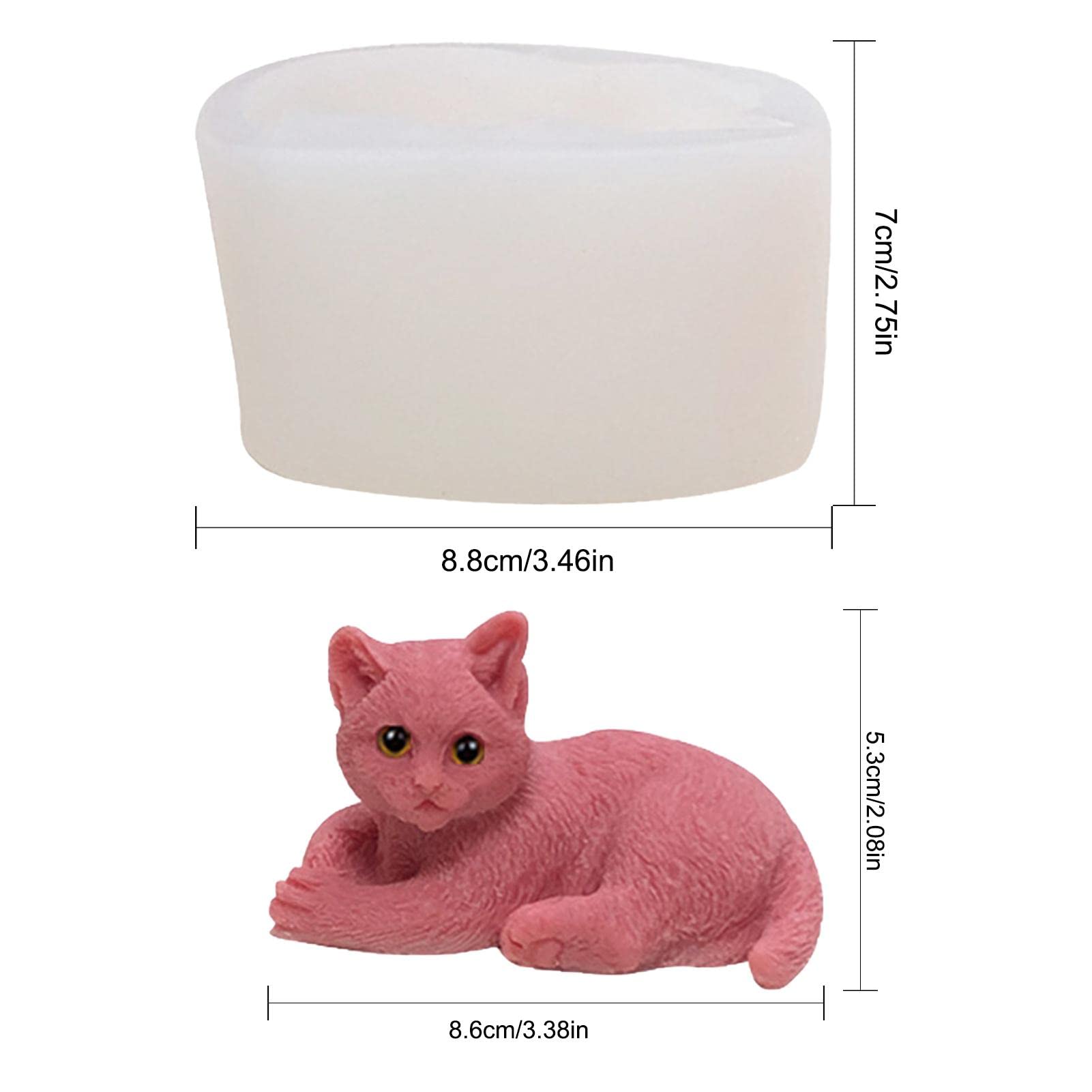 Stampo In Silicone 3D Gatto Addormentato Per Resina, Sapone E Candele - Dimensioni 6,6x5,2x4,1 Cm - 2