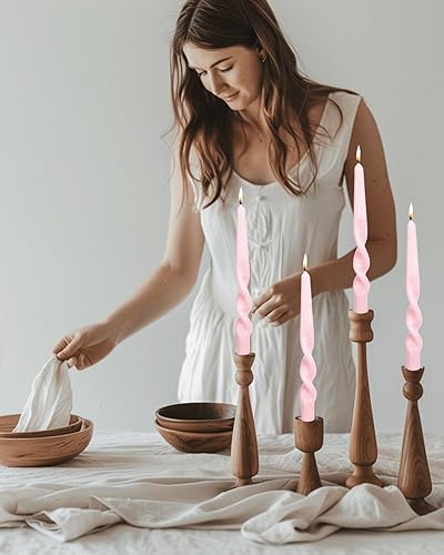 Miniatura 6 de LPUSA Velas cónicas en espiral hechas a mano, velas cónicas torcidas brillantes, color verde azulado, velas cónicas para vacaciones, bodas, fiestas,