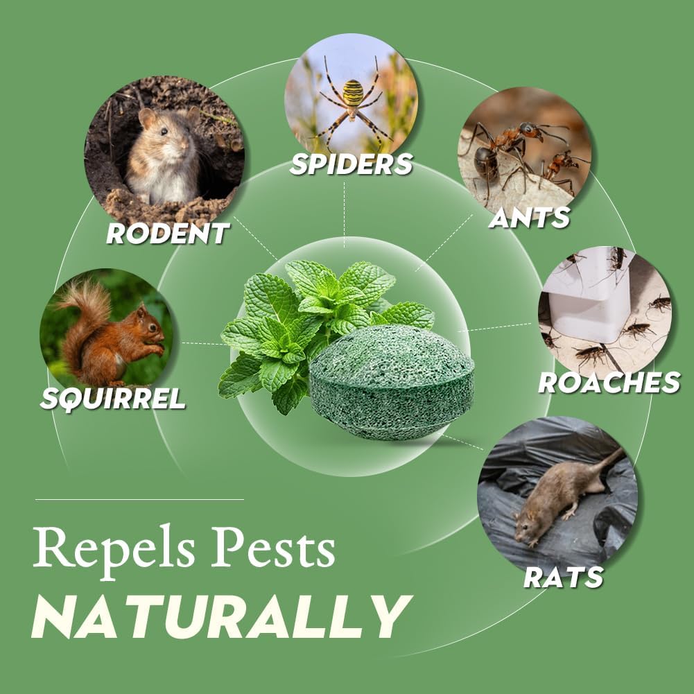 26-Pack Rodent Repellent Peppermint Oil Balls for Car Engines & Indoor Use, High Potency Mouse Deterrent Pouches for House, RV, Attic, Garage, Plant-Based Pest Control for Mice & Rats(8% Oil Formula)