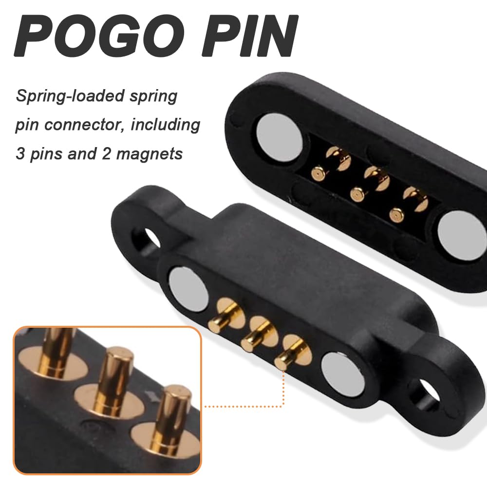 3Pin Magnetic Pogo Pin Connector, 3Pin Male & Female PogoPin Magnetic Connector, 2.54mm Through Holes 3-Pin DC Charging Power Socket (10 Pcs)