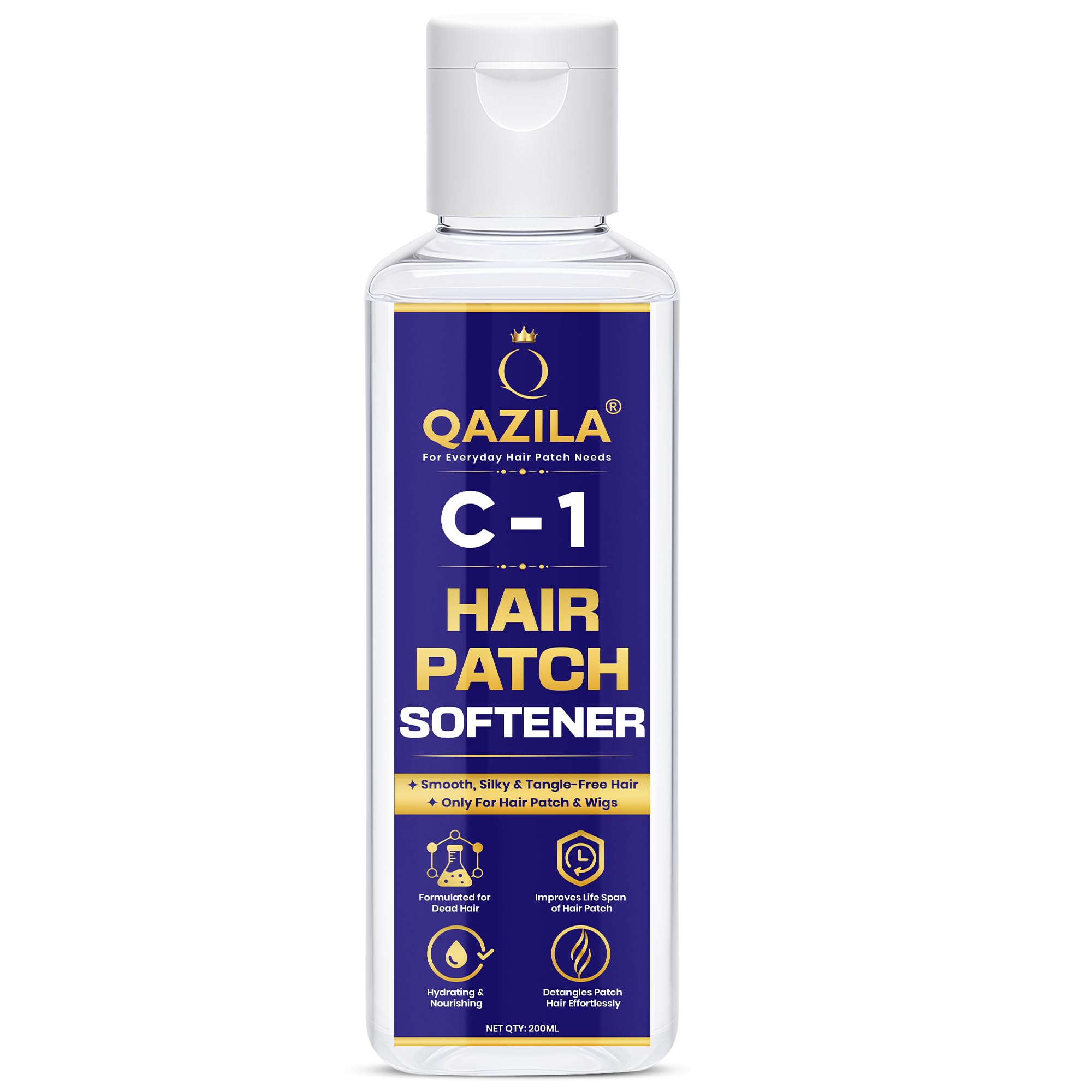 Qazila C-1 Hair Patch Softener| Hair Patch Conditioner| Hair Patch Wash Chemical| Soft, Silky and Tangle-Free Hair| 200 ML