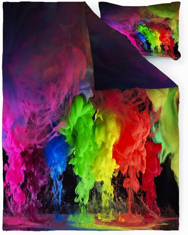 Miniatura 2 de Smoke Twin Duvet Cover Color Print Twin Bedding Sets Soft Microfiber Comforter Cover and 2 Pillow Shams 20"X26", Bed Set Duvet Covers with Zipper