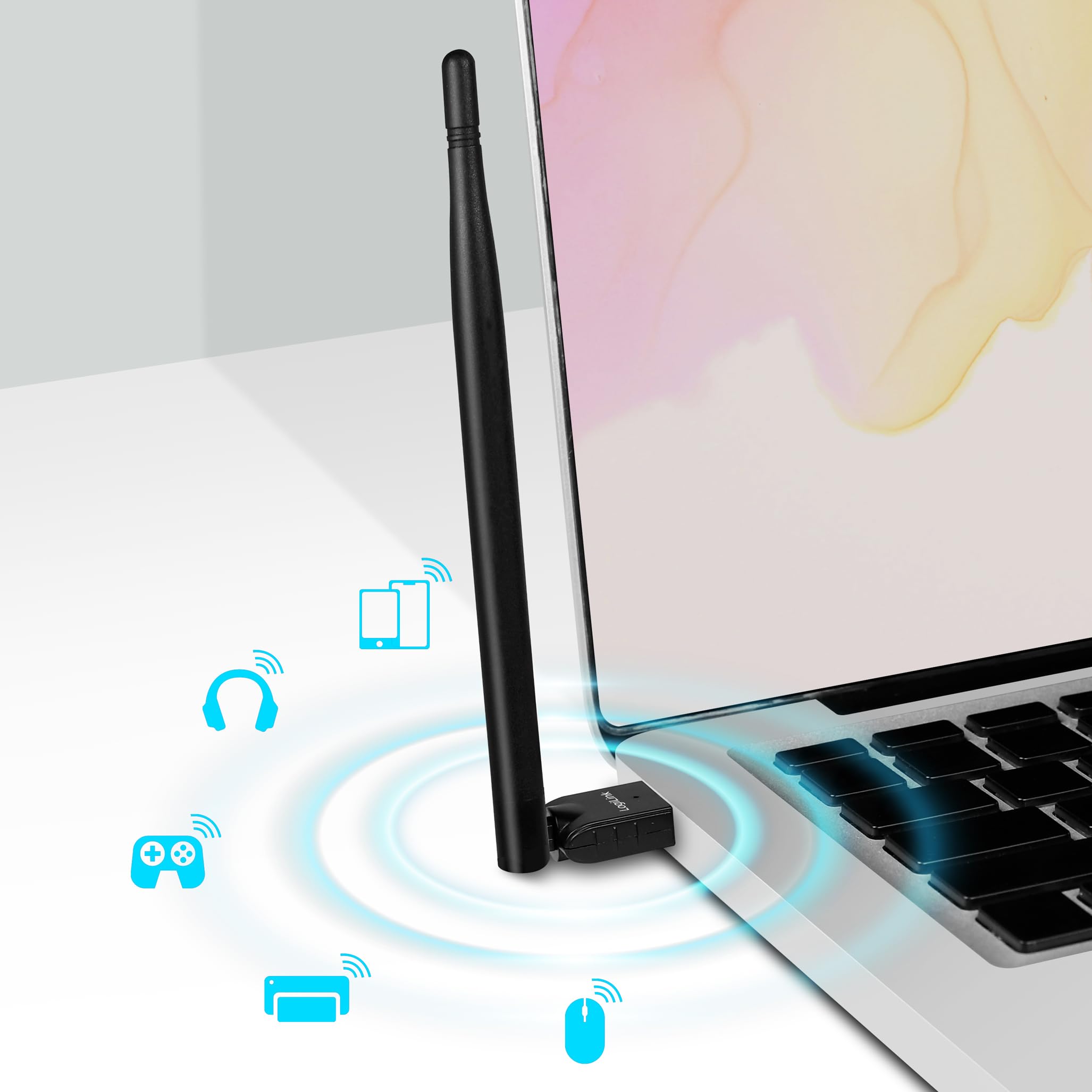 LogiLink BT0067 - Adattatore BT 5.3 (USB 2.0) con antenna esterna e portata fino a 150 m