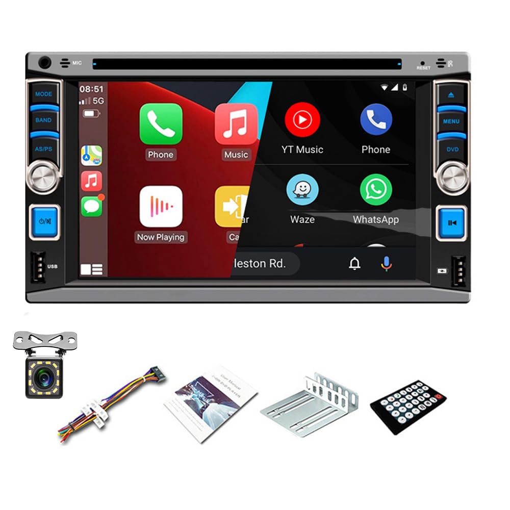 Carplay Android Auto Car DVD Radio Player with 1080P Backup Camera