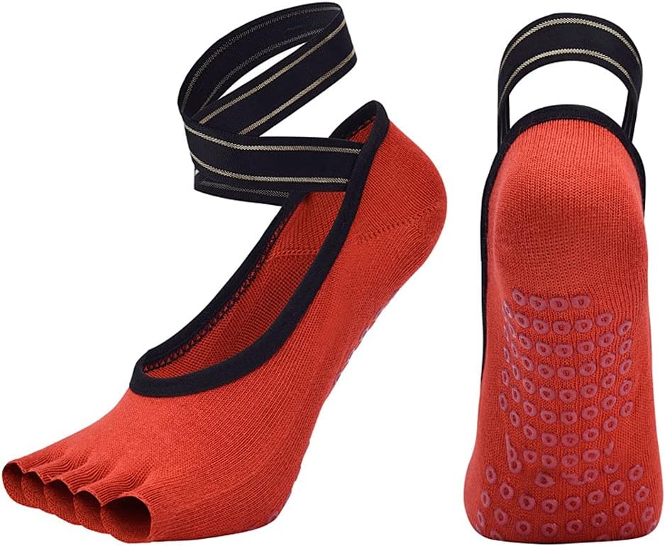 Toeless Yoga Pilates Grips Socks For Women Non Slip Barre Dance Sports Gym Fitness Socks With Straps