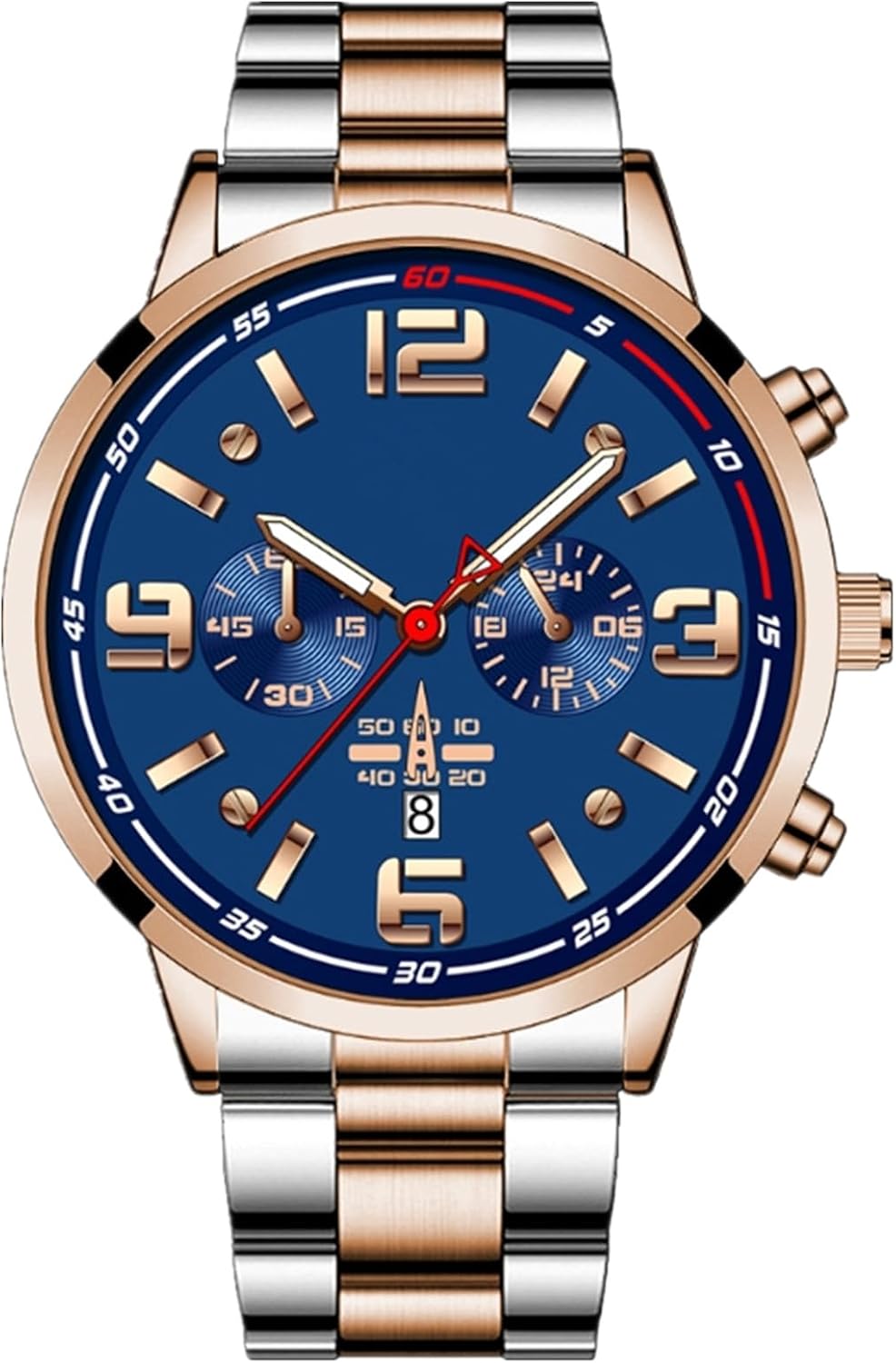 FeiWen Uomo Lusso Acciaio Inox Orologi da Polso Grago Modello Analogico Quarzo Casual Fashion Cool Orologio Calendario (Nero