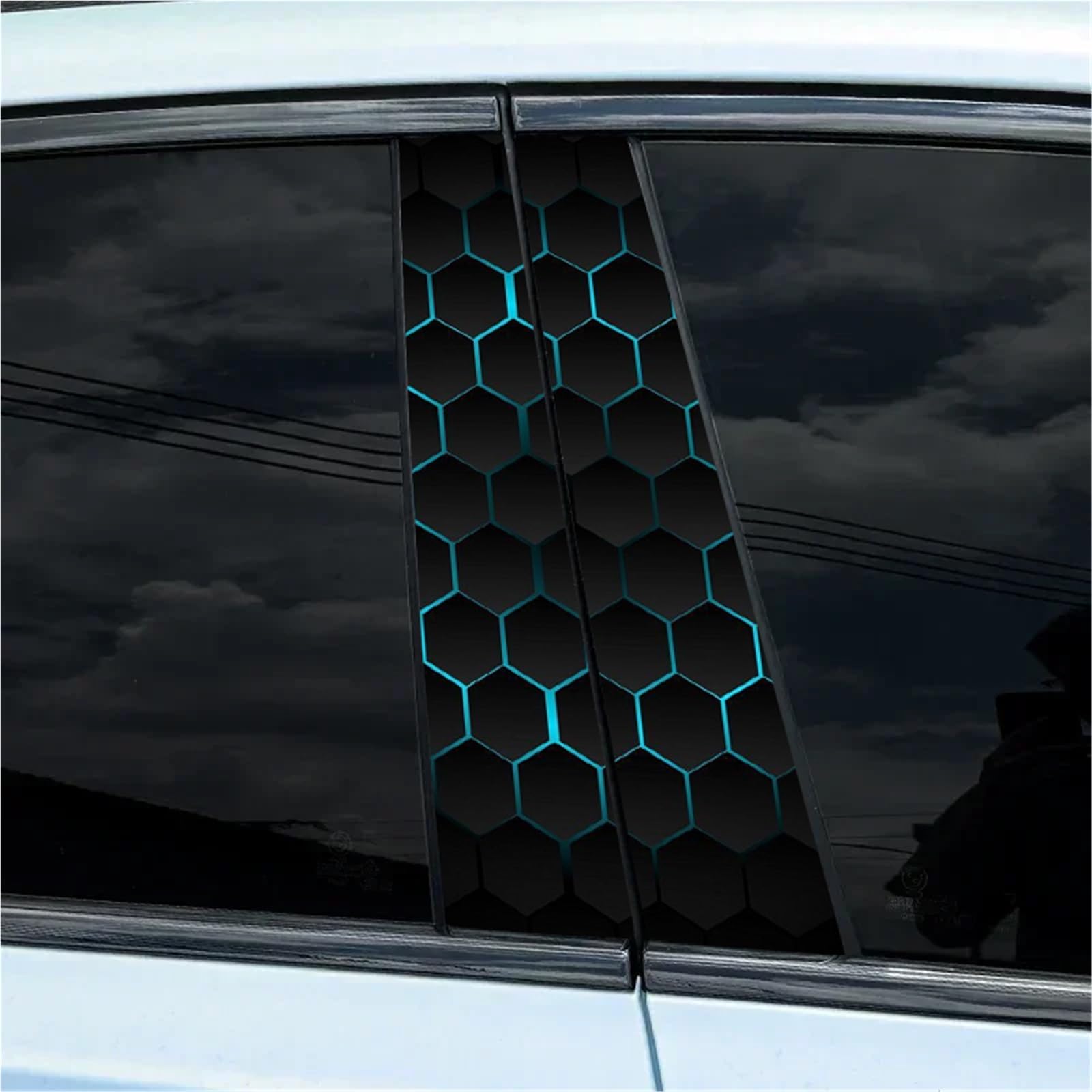 3D Honeycomb Car Decal Car B-Pillar Waterproof Decal Car DIY Car Door Post Decal Covered with Scratch Decal(A-328 style9)