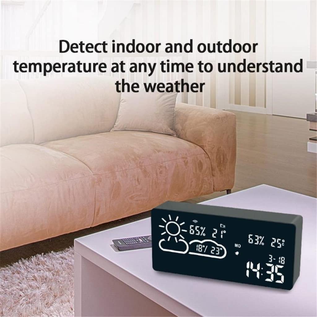 CASOTA Digitaler Wecker Schlafzimmerdekor, LED-Wecker Temperatur Luftfeuchtigkeit Elektronische Desktop-Digital-Tischuhren LED-Smart-Wecker Modern (Farbe: B) (Farbe: A) (Color : B)