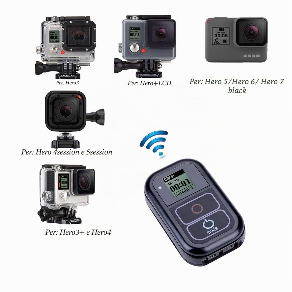 Suptig Telecomando Senza Fili Impermeabile per GoPro Hero 8, 7 Black, 6, 5/5Session/4/4S/3+/3 Sport Fotocamera Wi-Fi di Ricambio