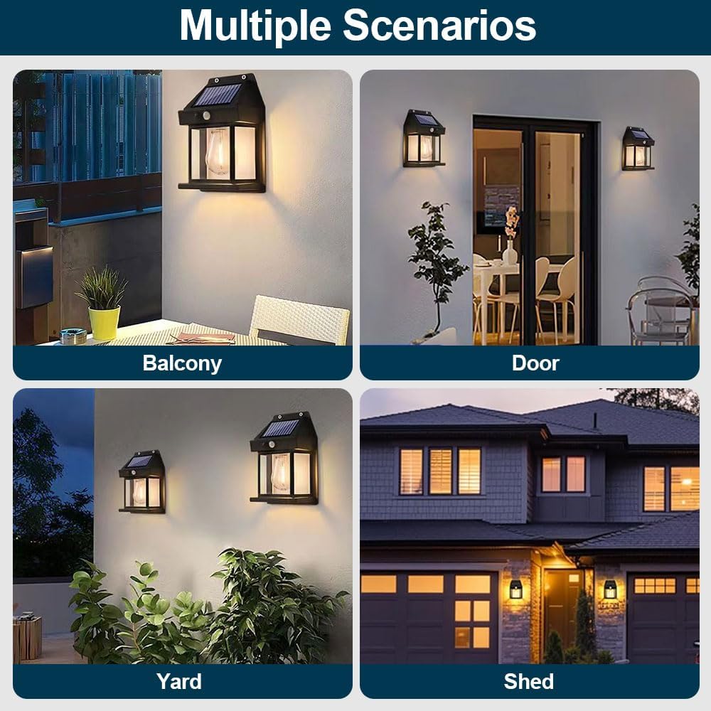 Drkicsy 2 PCS Solar Wall Lights Outdoor Patio Wall Light Fixture, Dusk Lights Outdoor Lighting Solar Motion Light Outdoor Solar Porch Lights for Yard (Small, White)