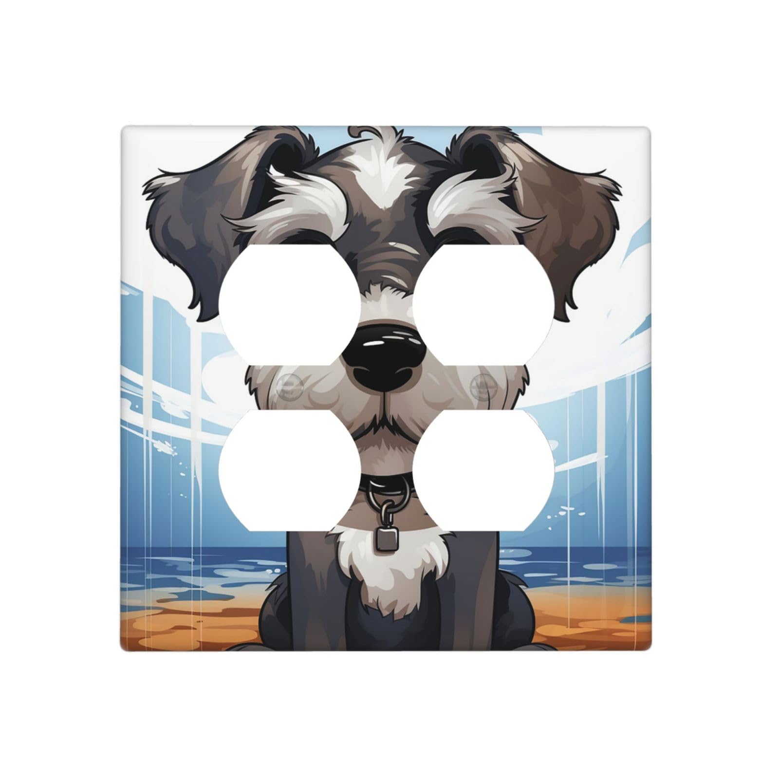 Kloph Style J Decorator Wall Plate 2 Gang Light Switch Covers Adorable Schnauzer Wallplate Double Toggle Switch Plate Mid-Size Electrical Outlet Covers Decorative Wall Switch Plate Cover