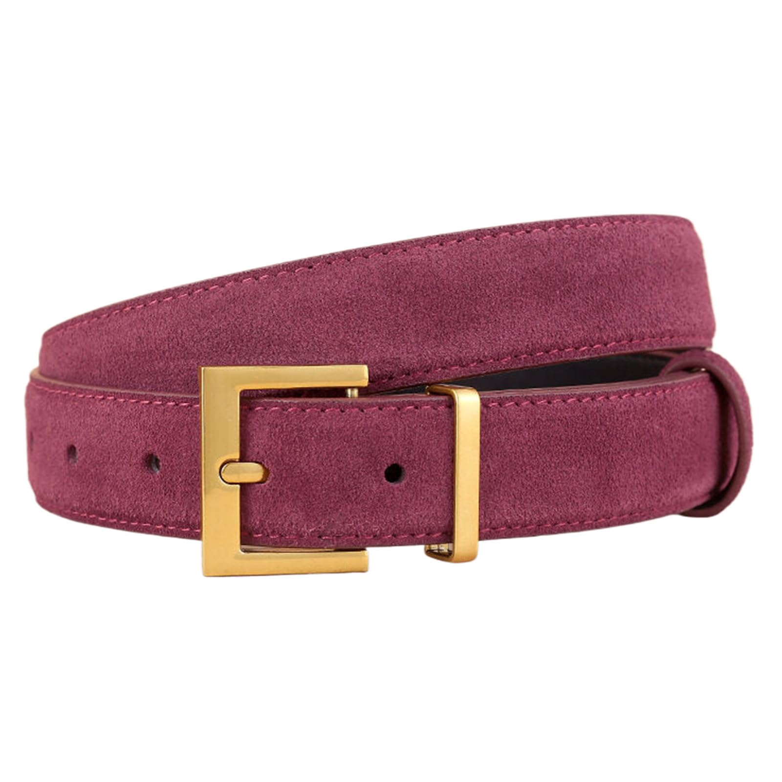 Jiary Women's Purple ,100Cm/39.4'', Suede Belts For Jeans, Genuine Leather Belt For Dress Pants Coat, Trendy Elegant Gold Buckle Belt