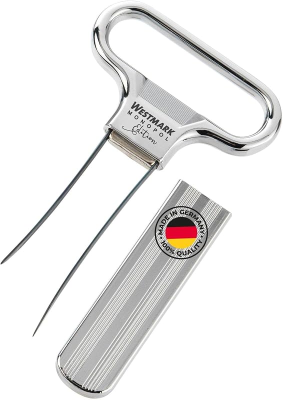 Westmark Ah-So Wine Opener – 2 Prong Wine Bottle Opener for Vintage Bottles, German Manual Cork Remover, Chrome Finish, Superfine Polished Steel