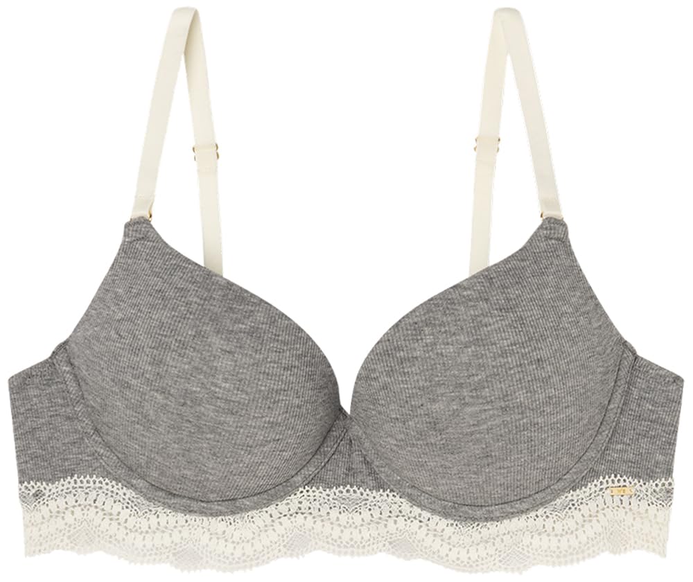 Women'secret Gorgeous Blue Cotton Push up Bra for Women, Grey, 34C